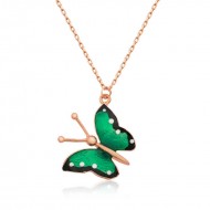 Gümüş Yeşil Kelebek Bayan Kolye Gümüş Yeşil Kelebek Bayan Kolye