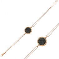 Gümüş Rose Siyah Taşlı Yuvarlak Bileklik Gümüş Rose Siyah Taşlı Yuvarlak Bileklik