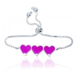 Gümüş Pembe Üç Kalp Çocuk Bileklik Gümüş Pembe Üç Kalp Çocuk Bileklik