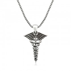 Gümüş Tıp Sembolü Kadüse Erkek Kolye Gümüş Tıp Sembolü Kadüse Erkek Kolye
