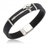 Gümüş Balta Figürlü Deri Erkek Bileklik Gümüş Balta Figürlü Deri Erkek Bileklik