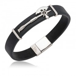 Gümüş Balta Figürlü Deri Erkek Bileklik Gümüş Balta Figürlü Deri Erkek Bileklik