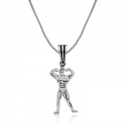 Gümüş Body Building Erkek Kolye Gümüş Body Building Erkek Kolye