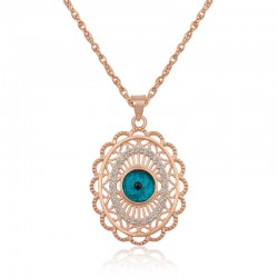 Gümüş Rose Oval Nazar Bayan Kolye Gümüş Rose Oval Nazar Bayan Kolye