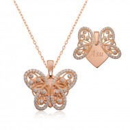 Gümüş Kişiye Özel Bayan Kelebek Kolye Gümüş Kişiye Özel Bayan Kelebek Kolye