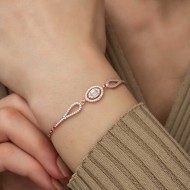 Gümüş Rose Oval Baget Bileklik Gümüş Rose Oval Baget Bileklik