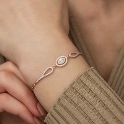 Gümüş Rose Oval Baget Bileklik Gümüş Rose Oval Baget Bileklik