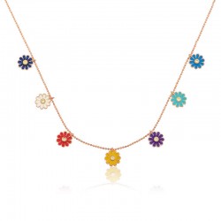 Gümüş Rose Renkli Papatyalar Kolye Gümüş Rose Renkli Papatyalar Kolye