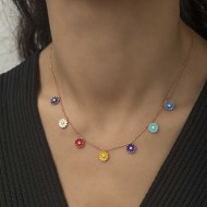 Gümüş Rose Renkli Papatyalar Kolye Gümüş Rose Renkli Papatyalar Kolye