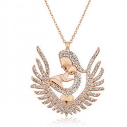 Gümüş Rose Kalpli Anne Çocuk Kolyesi Gümüş Rose Kalpli Anne Çocuk Kolyesi