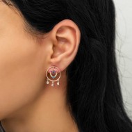 Gümüş Kalpli Halka Bayan Küpe Gümüş Kalpli Halka Bayan Küpe