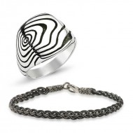 Gümüş Yüzük Ve Kazaz Bileklik Erkek Takı Kombin Gümüş Yüzük Ve Kazaz Bileklik Erkek Takı Kombin