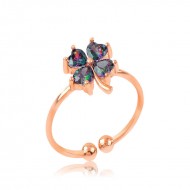 Gümüş Rose Mistik Topaz Yonca Bayan Yüzük Gümüş Rose Mistik Topaz Yonca Bayan Yüzük