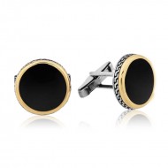 Gümüş Yuvarlak Siyah Klasik Kol Düğmesi Gümüş Yuvarlak Siyah Klasik Kol Düğmesi