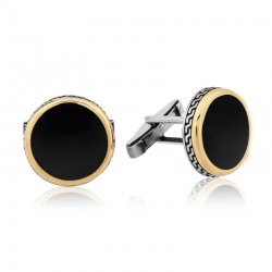 Gümüş Yuvarlak Siyah Klasik Kol Düğmesi Gümüş Yuvarlak Siyah Klasik Kol Düğmesi