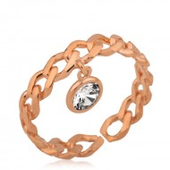 Gümüş Rose Zincir Desenli Sallantılı Tek Taş Bayan Yüzük Gümüş Rose Zincir Desenli Sallantılı Tek Taş Bayan Yüzük