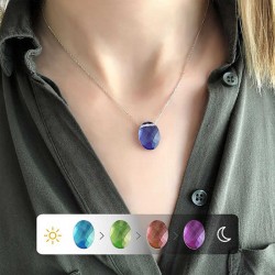 Gümüş Oval His Taşı Bayan Kolye Gümüş Oval His Taşı Bayan Kolye