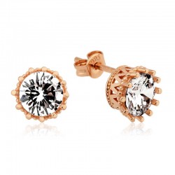 Gümüş Tırnaklı Tek Taş Çivili Küpe Gümüş Tırnaklı Tek Taş Çivili Küpe