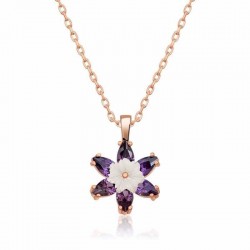 Gümüş Rose Mor Lotus Çiçeği Kolye Gümüş Rose Mor Lotus Çiçeği Kolye