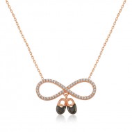 Gümüş Rose Bebek Patikli Sonsuzluk Bayan Kolye Gümüş Rose Bebek Patikli Sonsuzluk Bayan Kolye