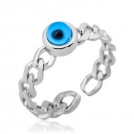 Gümüş Zincir Desenli Nazarlı Bayan Yüzük Gümüş Zincir Desenli Nazarlı Bayan Yüzük