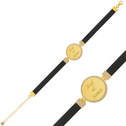 Gümüş Kişiye Özel Siyah Kayışlı Plaka Bileklik Gümüş Kişiye Özel Siyah Kayışlı Plaka Bileklik