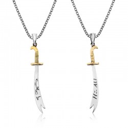 Gümüş Zülfikar Kılıcı Hz. Ali Yazılı Erkek Kolye Gümüş Zülfikar Kılıcı Hz. Ali Yazılı Erkek Kolye