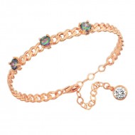 Gümüş Rose Zincir Görünümlü Mistik Topaz Bayan Bileklik