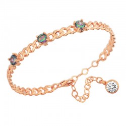 Gümüş Rose Zincir Görünümlü Mistik Topaz Bayan Bileklik