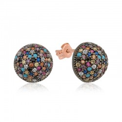 Gümüş Renkli Taşlı Top Küpe Gümüş Renkli Taşlı Top Küpe