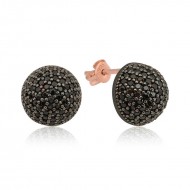 Gümüş Siyah Taşlı Top Küpe Gümüş Siyah Taşlı Top Küpe