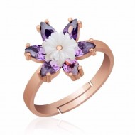 Gümüş Rose Mor Lotus Çiçeği Yüzük Gümüş Rose Mor Lotus Çiçeği Yüzük