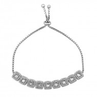 Gümüş Kare Baget Taşlı Asansörlü Bileklik Gümüş Kare Baget Taşlı Asansörlü Bileklik