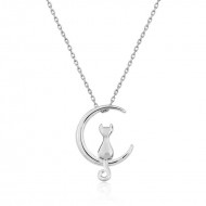 Gümüş Hilal Kedi Kolye Gümüş Hilal Kedi Kolye