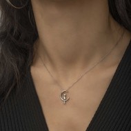 Gümüş Hilal Kedi Kolye Gümüş Hilal Kedi Kolye