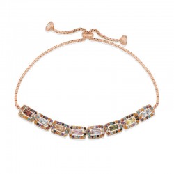 Gümüş Rose Renkli Baget Taşlı Asansör Bileklik Gümüş Rose Renkli Baget Taşlı Asansör Bileklik