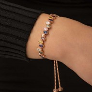 Gümüş Rose Renkli Taşlı Asansör Bayan Bileklik Gümüş Rose Renkli Taşlı Asansör Bayan Bileklik