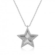 Gümüş Fırfır Desenli Yıldız Bayan Kolye