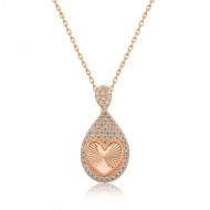 Gümüş Rose Damla Kalp Bayan Kolye Gümüş Rose Damla Kalp Bayan Kolye