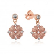 Gümüş Kalp Yapraklı Çiçek Küpe Gümüş Kalp Yapraklı Çiçek Küpe