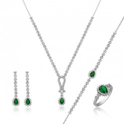 Gümüş Lale Motifli Gerdanlık Set Gümüş Lale Motifli Gerdanlık Set