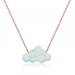 Gümüş Rose Beyaz Opal Taş Bulut Bayan Kolye Gümüş Rose Beyaz Opal Taş Bulut Bayan Kolye