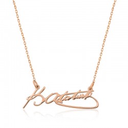 Gümüş Rose Kemal Atatürk İmza Bayan Kolye