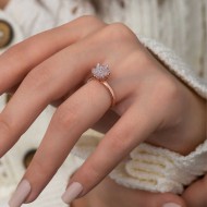 Gümüş Rose Beyaz Lotus Çiçeği Yüzük Gümüş Rose Beyaz Lotus Çiçeği Yüzük