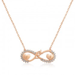 Gümüş Rose Kalpli Sonsuz Aşk Kolye
