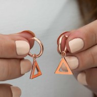 Gümüş Fosforlu Turuncu Üçgen Küpe Gümüş Fosforlu Turuncu Üçgen Küpe