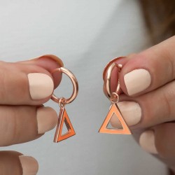 Gümüş Fosforlu Turuncu Üçgen Küpe Gümüş Fosforlu Turuncu Üçgen Küpe