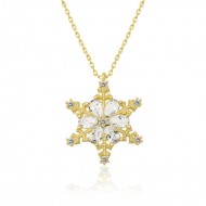 Gümüş Gold Kar Çiçeği Bayan Kolye Gümüş Gold Kar Çiçeği Bayan Kolye