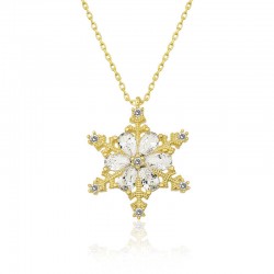 Gümüş Gold Kar Çiçeği Bayan Kolye Gümüş Gold Kar Çiçeği Bayan Kolye