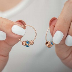 Gümüş Dore ve Charmlı Bayan Halka Küpe Gümüş Dore ve Charmlı Bayan Halka Küpe